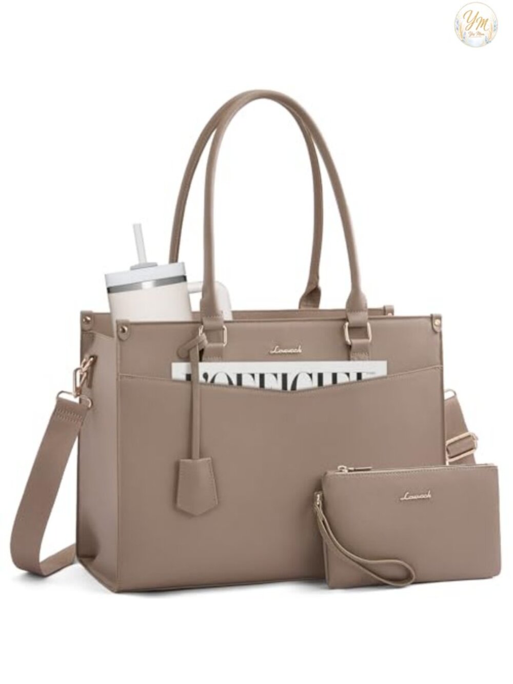 Waterproof Laptop Tote Bag for Women 15.6 Inch Work Purse Faux Leather